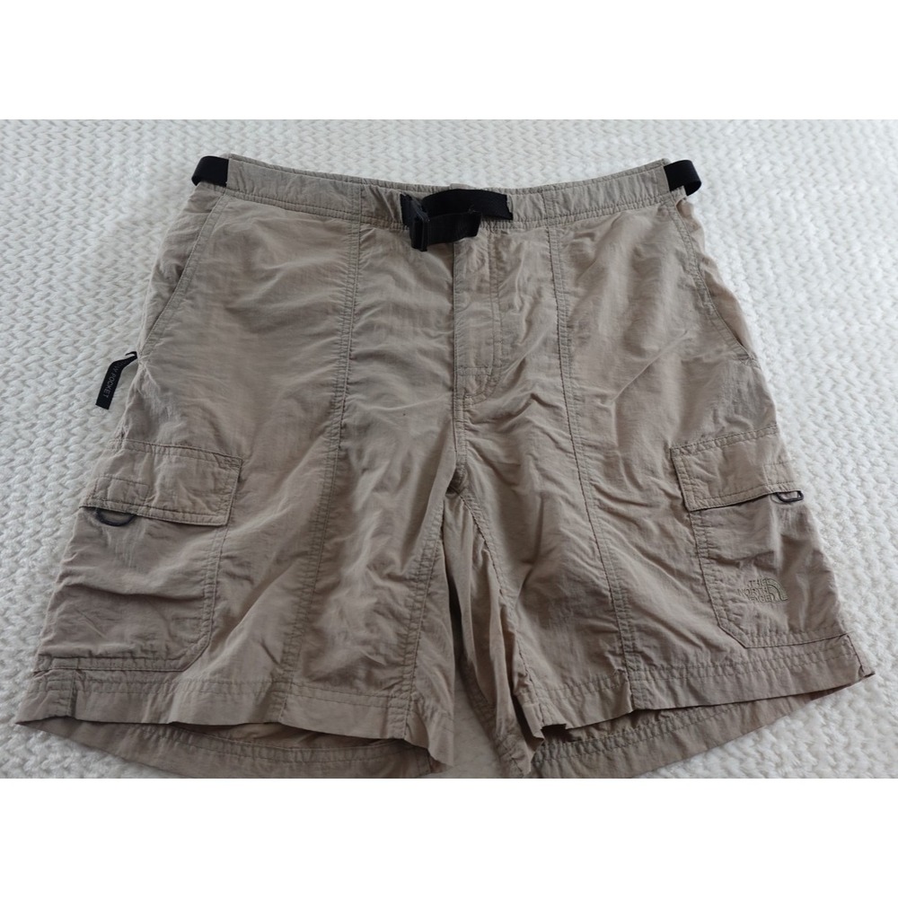The North Face Nylon Hiking Shorts L Khaki Belted Lightweight Outdoor‎